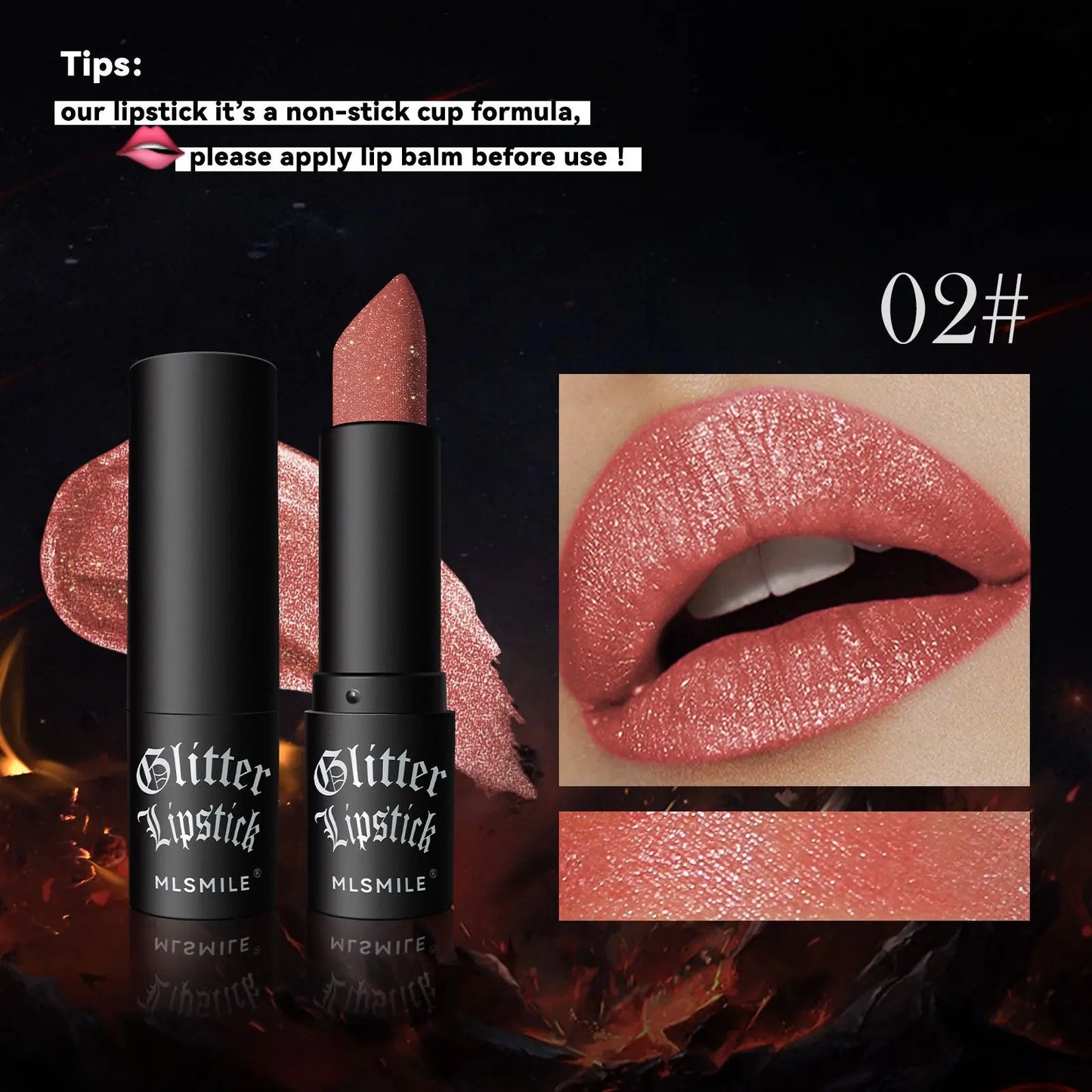 7Colors Glitter Lipstick Waterproof Long Lasting Diamond Pearlescent Metallic Lipstick Black Lipgloss Women Lips Makeup Cosmetic - kellylooksshop