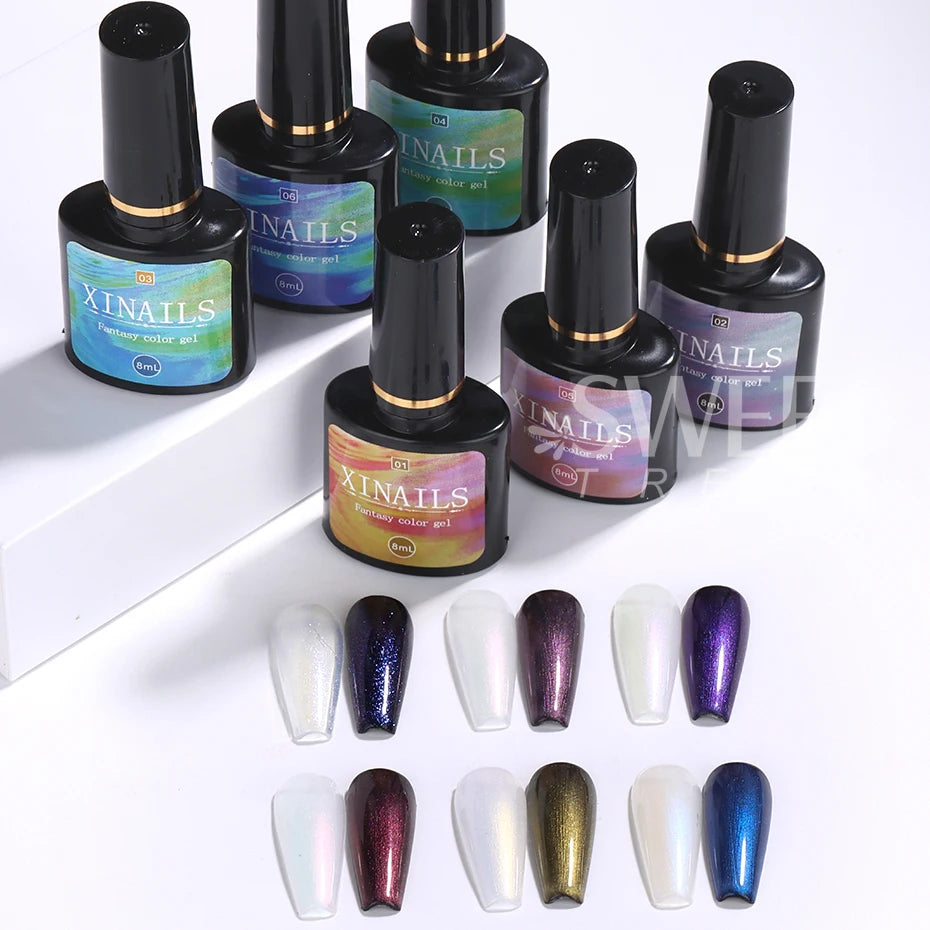 8ml Aurora Top Coat Gel Nail Polish Iridescent Pearl Soak Off Lacquer Sealing Shimmer Mermaid Effect UV LED Manicure Varnishes - kellylooksshop