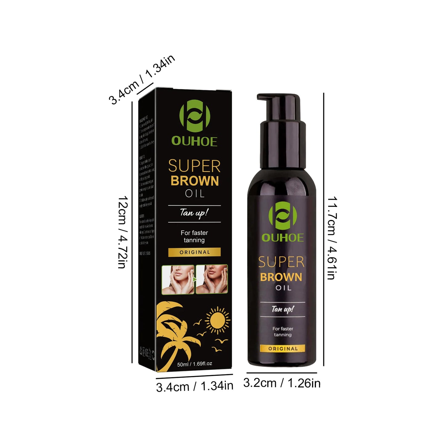 Brown Tanning Oil Sunless Self Tanning Body Bronzer Nourishing Summer Beach Solarium Powerful Natural Tanning Boosting Oil