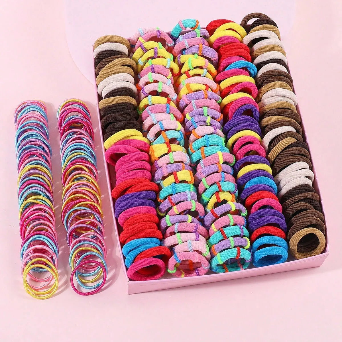 250/300Pcs Girls Colorful Hair Bands Set Nylon Elastic Rubber Band Children Ponytail Holder Scrunchies Kids Hair Accessories - kellylooksshop