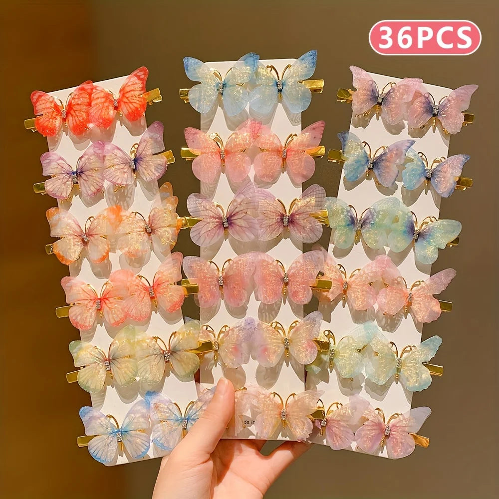 6/12/24/36 pieces of sweet girl butterfly hairpins that do not hurt hair, super nice and cute hairpins - kellylooksshop