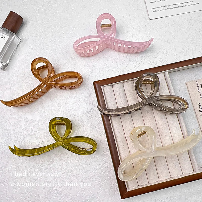 Elegant Jelly Color Bow Hair Claw For Women Girls Sweet Hair Ornament Back Headband Hair Clips Hairpin Fashion Hair Accessories - Kellylooks Shop
