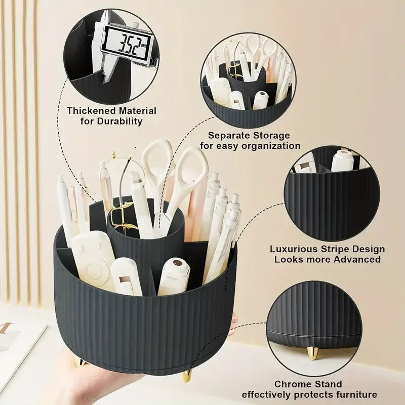 360° Rotating 5 Slot Makeup Brushes Holder Organizer Multi-Functional Desk Storage Cosmetics Storage for Vanity Desktop Bathroom - Kellylooks Shop