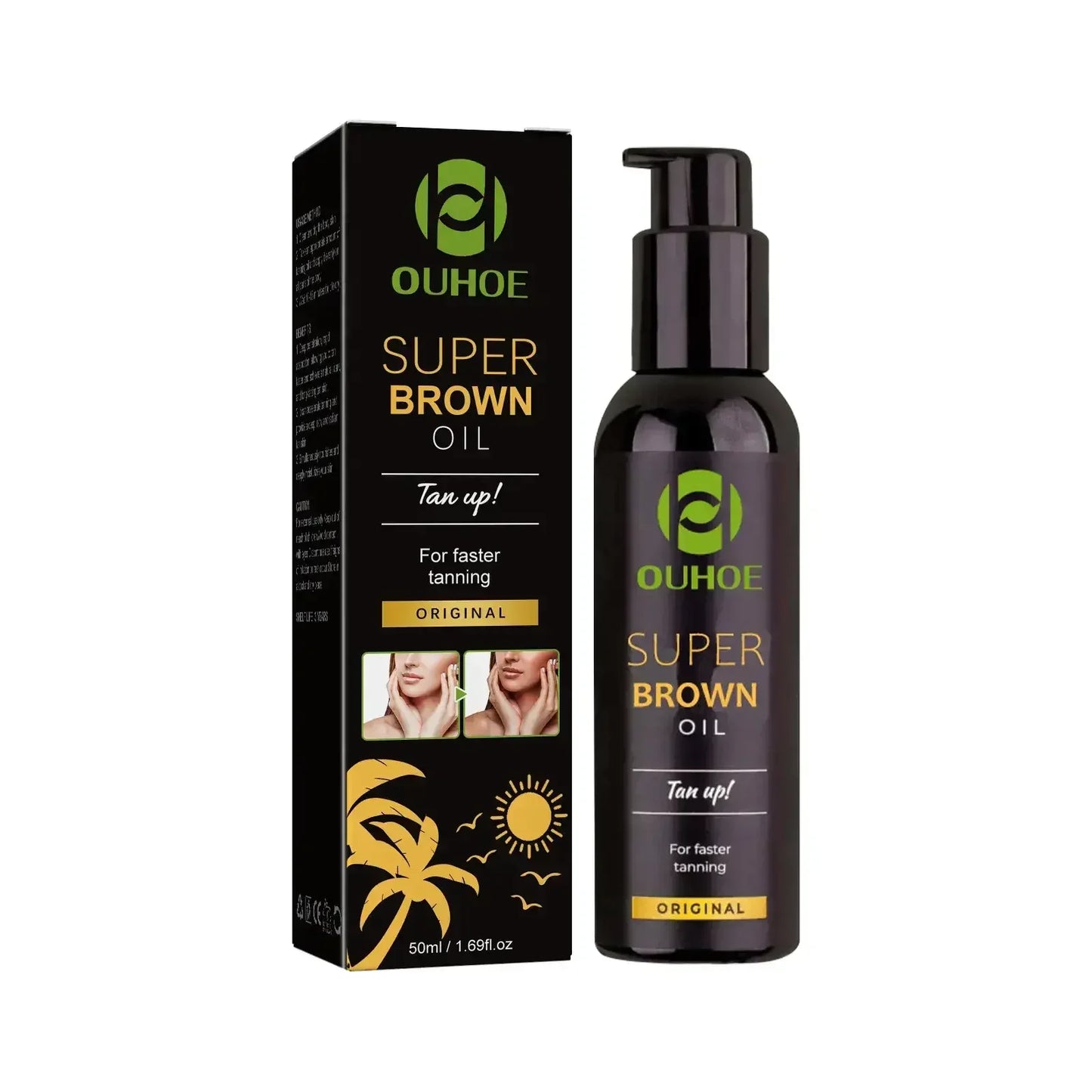 Brown Tanning Oil Sunless Self Tanning Body Bronzer Nourishing Summer Beach Solarium Powerful Natural Tanning Boosting Oil