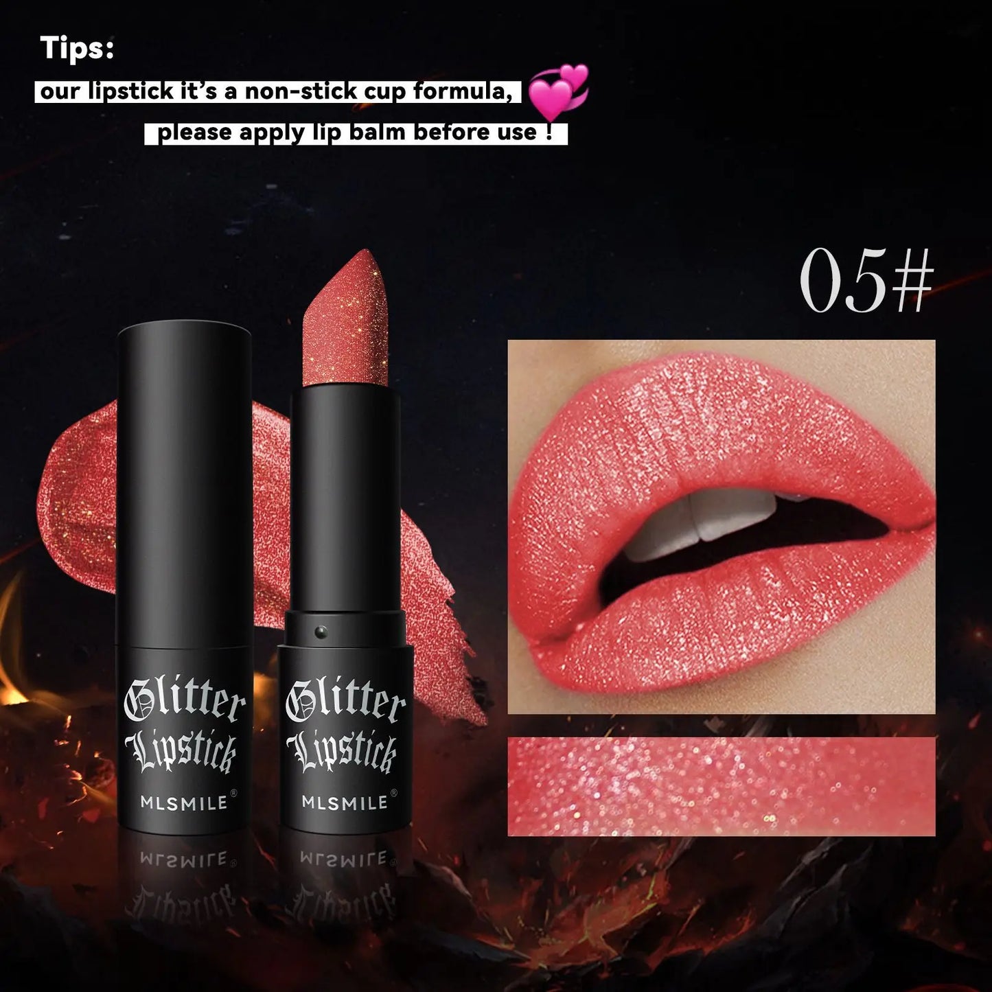 7Colors Glitter Lipstick Waterproof Long Lasting Diamond Pearlescent Metallic Lipstick Black Lipgloss Women Lips Makeup Cosmetic - kellylooksshop
