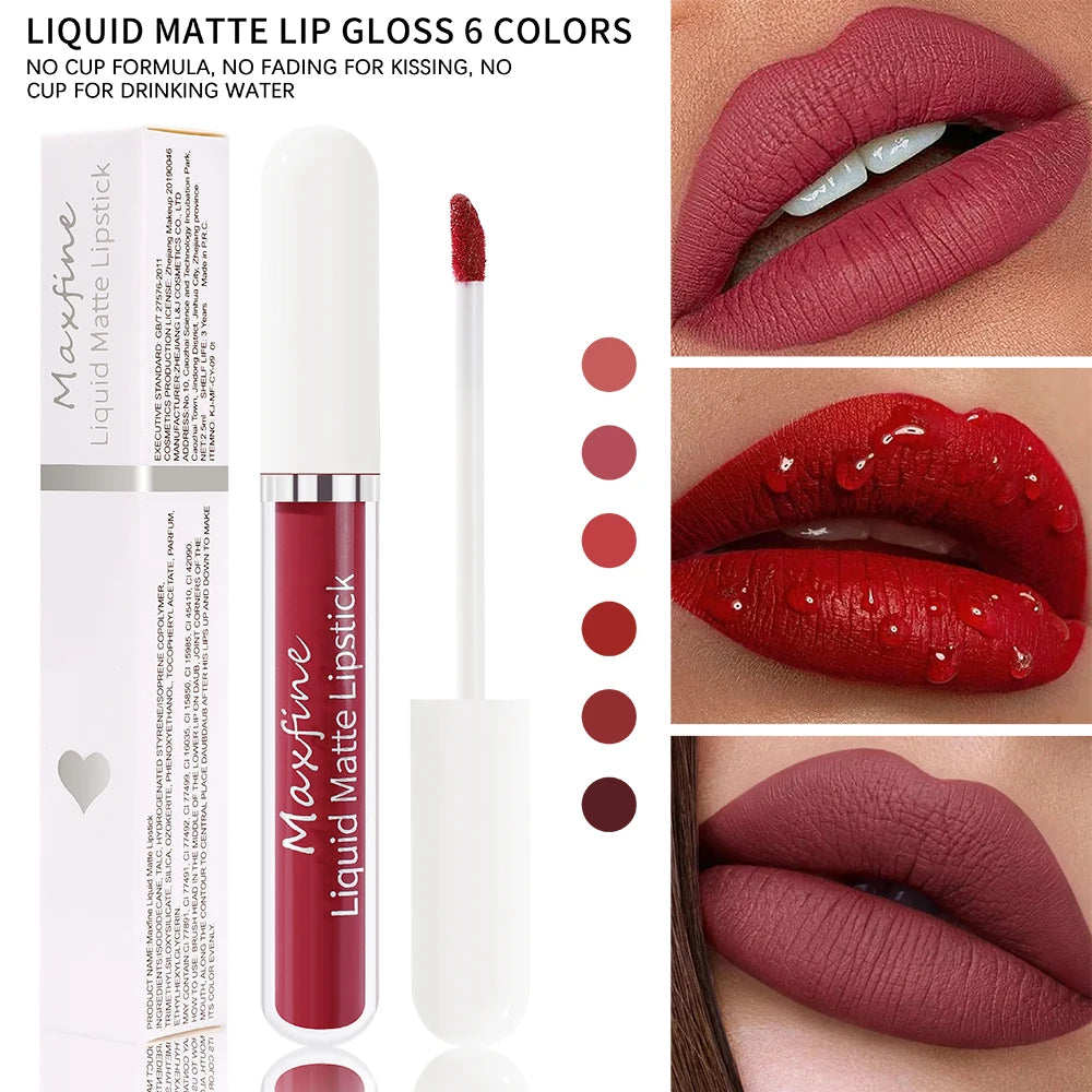 Matte Lipstick Long-Lasting Liquid Lipstick High Pigment Waterproof Velvet Lip Glaze Moisturizing Portable And Non Stick Cup - kellylooksshop