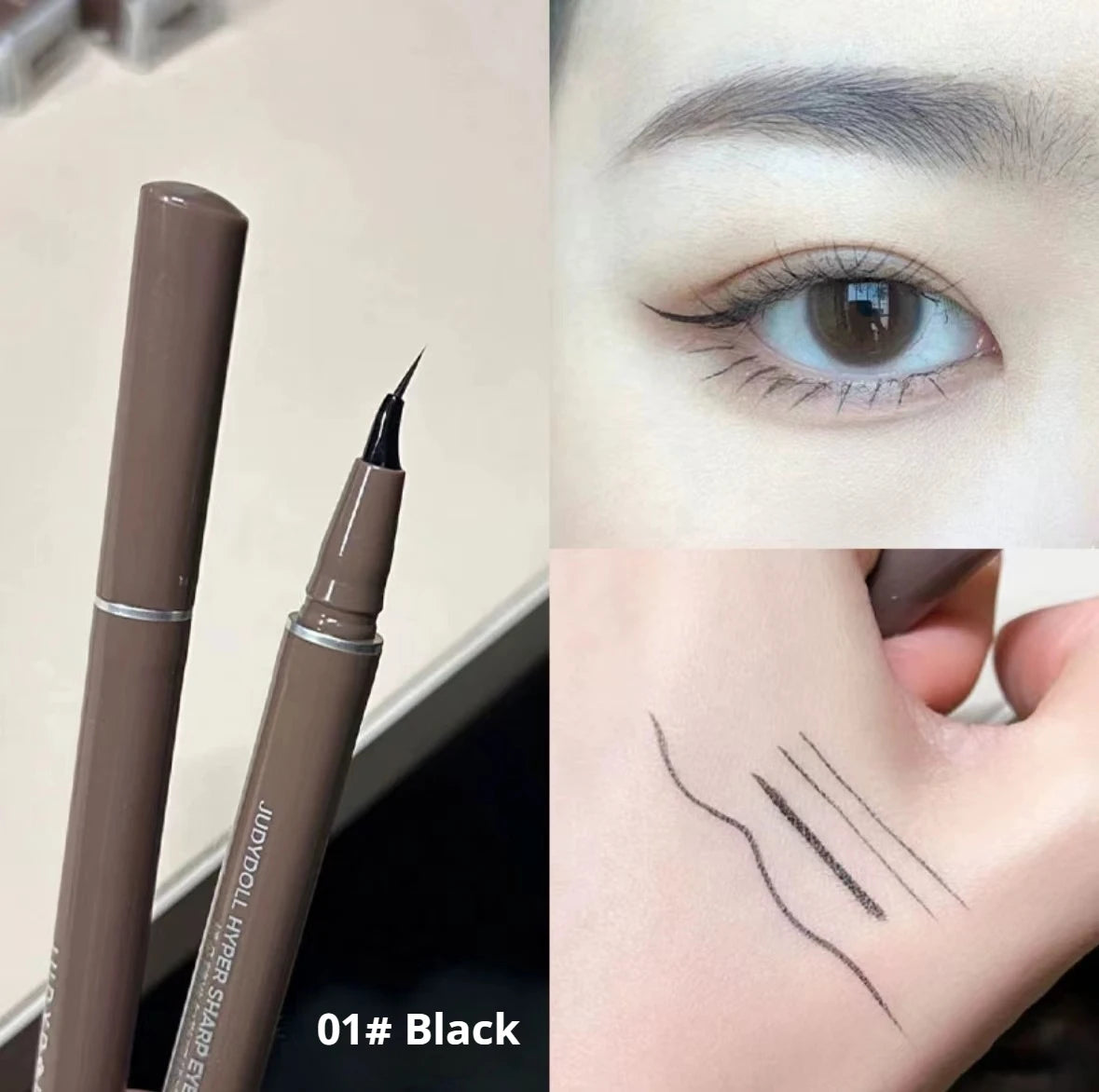 JUDYDOLL Super Fine Eyeliner Fine Brushwork Stain Free Waterproof Anti Shake Long lasting Fast Drying Slim And Enlarged Eyes - kellylooksshop
