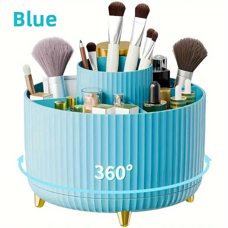 360° Rotating 5 Slot Makeup Brushes Holder Organizer Multi-Functional Desk Storage Cosmetics Storage for Vanity Desktop Bathroom - Kellylooks Shop