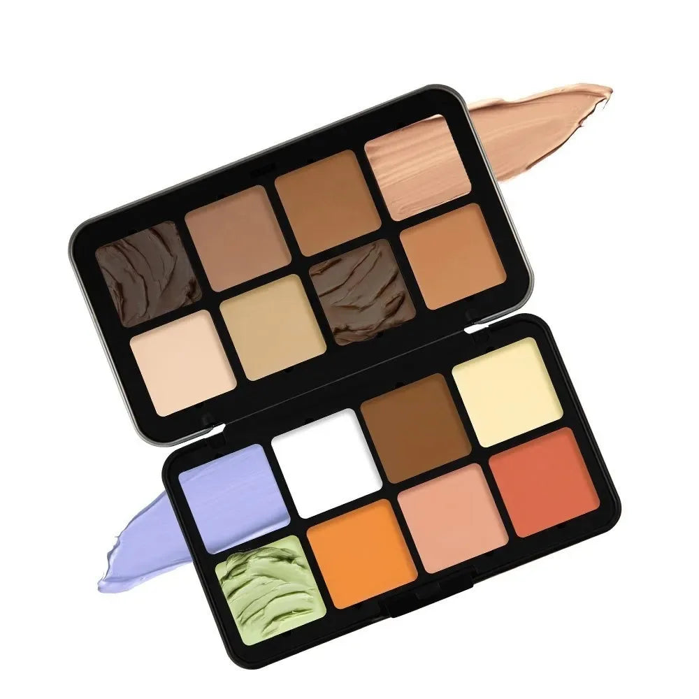 12-Color Iron Box Blusher Plate Multi-Color Cream Blush Plate Concealer Plate Contour and Highlighter Palette Makeup Blush Face - kellylooksshop