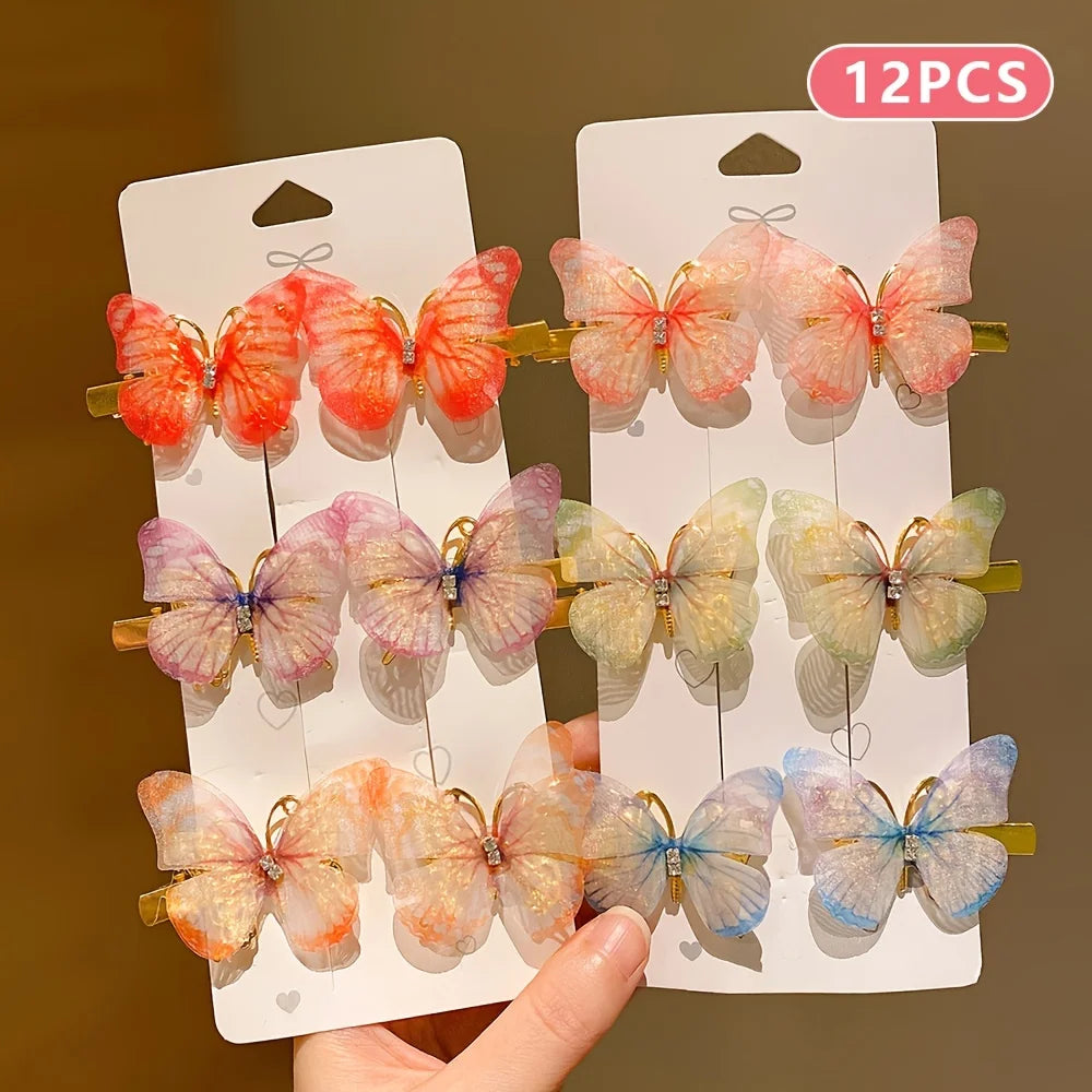 6/12/24/36 pieces of sweet girl butterfly hairpins that do not hurt hair, super nice and cute hairpins - kellylooksshop