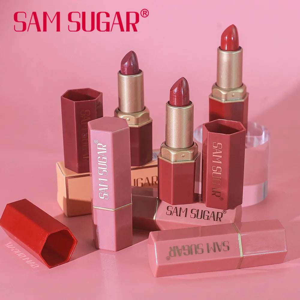 6 Colors Gold Bar Tube Lipstick Matte Texture Pearlescent Glitter Velvet Lipstick Valentine's Day Gift 1PCS - kellylooksshop