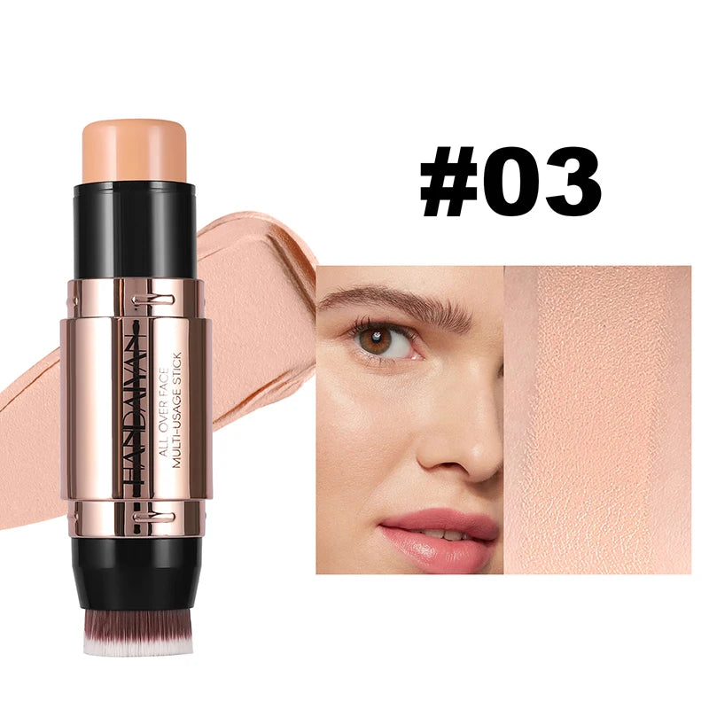 Cream Contour Stick With Brush Head Nose Shadow Cheek Silhouette Highlight Face Shaping Matte Waterproof Concealer Korean Makeup - kellylooksshop