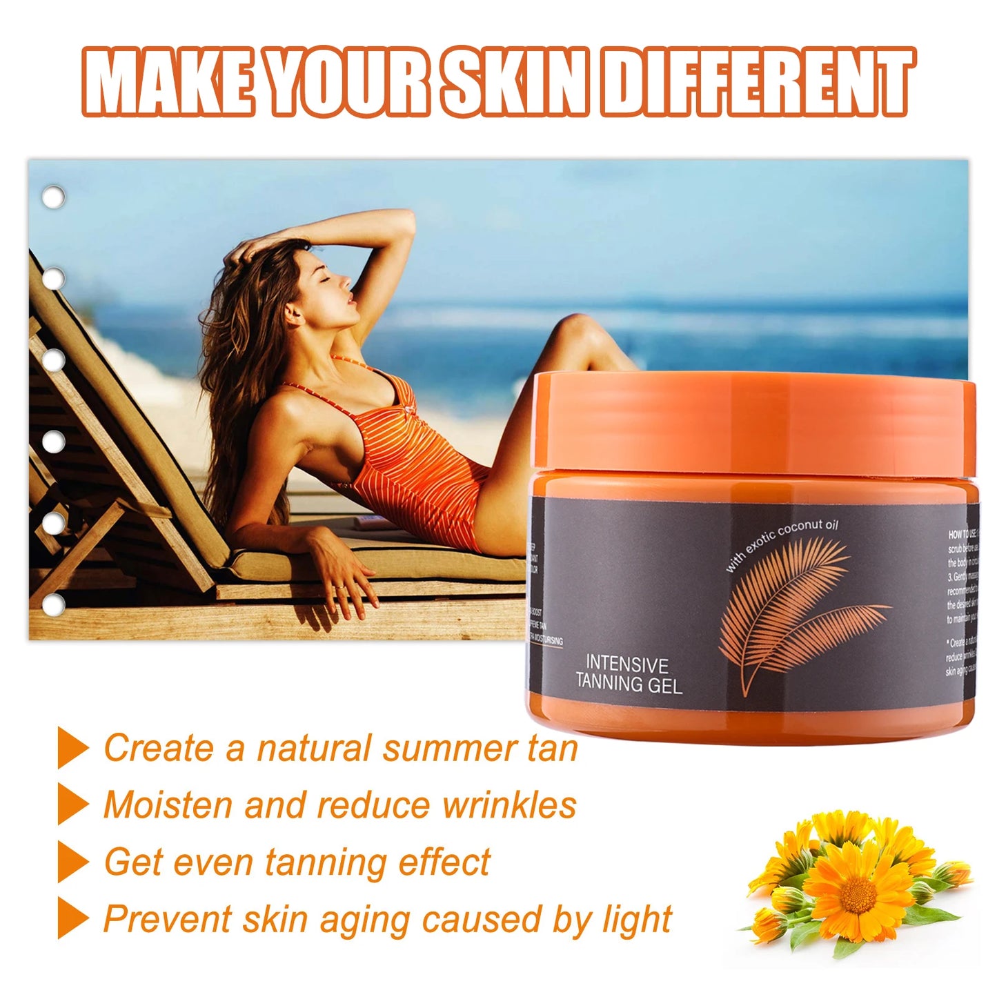Intensive Tanning Cream 150g - Natural Summer Self Tanner for Even Glow, Moisturize Skin, Reduce Wrinkles, All Body Use