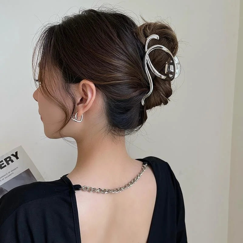 Fashion Elegant Gold Color S-shaped Metal Hairpins Hair Claw For Women Girls Korean Hair Clips Ponytail Clip Hair Accessories - Kellylooks Shop