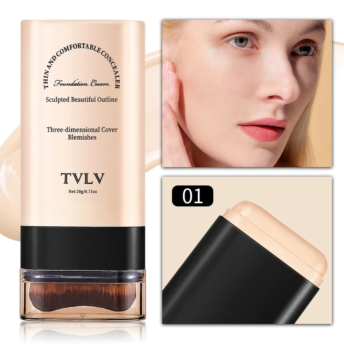 TVLV eraser foundation make-up stick 20g,with brush to brighten skin liquid foundation,non-marking,long-lasting makeup concealer - kellylooksshop