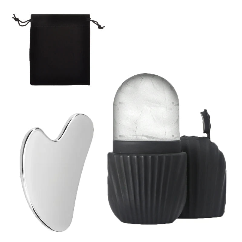 1/3PCS Ice Face Roller Stainless Steel Gua Sha Board Set Facial Massager Face Massage Roller Face Lifting Beauty Skin Care Tools