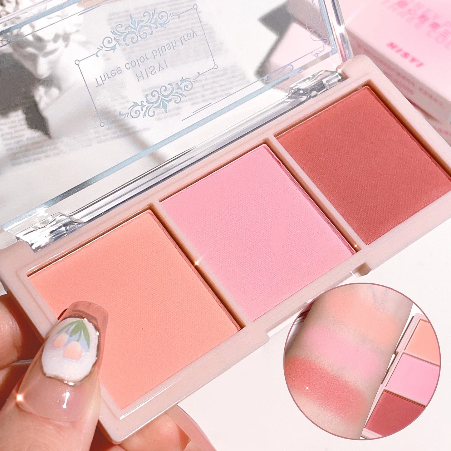 HISYI three-color blush natural color rendering delicate non-flying powder matte rouge holding makeup clear vitality girl blush - kellylooksshop
