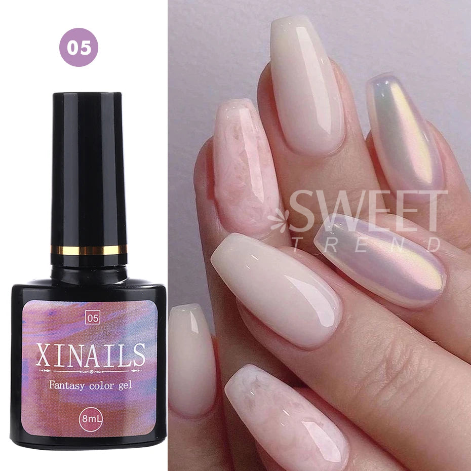 8ml Aurora Top Coat Gel Nail Polish Iridescent Pearl Soak Off Lacquer Sealing Shimmer Mermaid Effect UV LED Manicure Varnishes - kellylooksshop