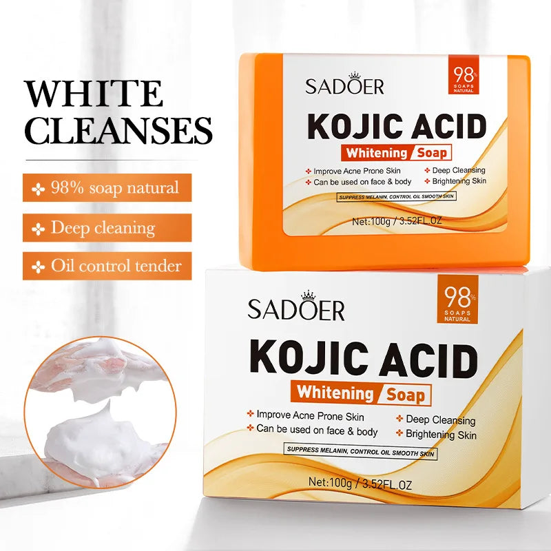 SADOER Kojic Acid Facial Soap Face Wash Foam Facial Cleanser Moisturizing Hydrating Oil Control Body Bathing Handmade Soap - Kellylooks Shop