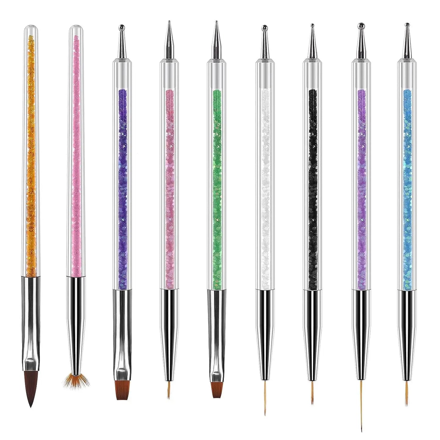 6/31Pcs Nail Art Brush Design Tip Painting Drawing Carving Dotting Pen FlatFan Liner Acrylic Gel UV Polish Manicure Tools - kellylooksshop