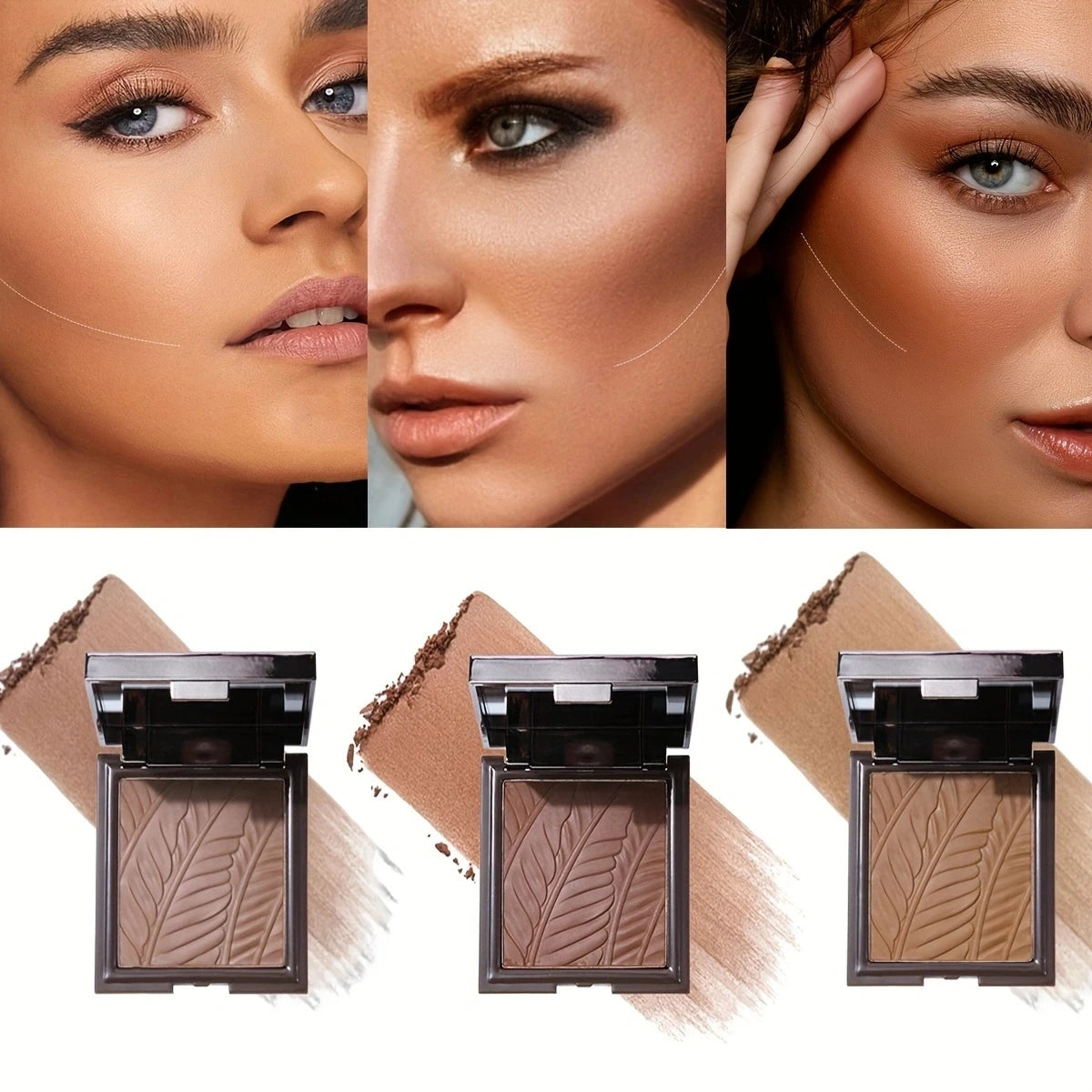 Matte Chocolate Brown Shade Concealer Contouring Powder Press three-dimensional
