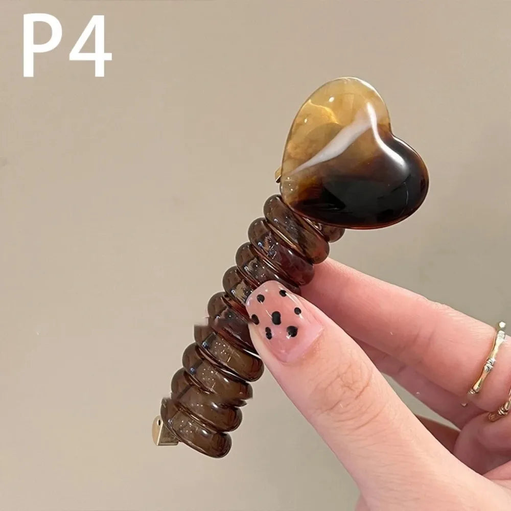 Elastic Spiral Telephone Wire Hairband Love Ponytails Braid Head Rubber Korea Girls Heart Hair Tie Women Temperament Accessories - Kellylooks Shop