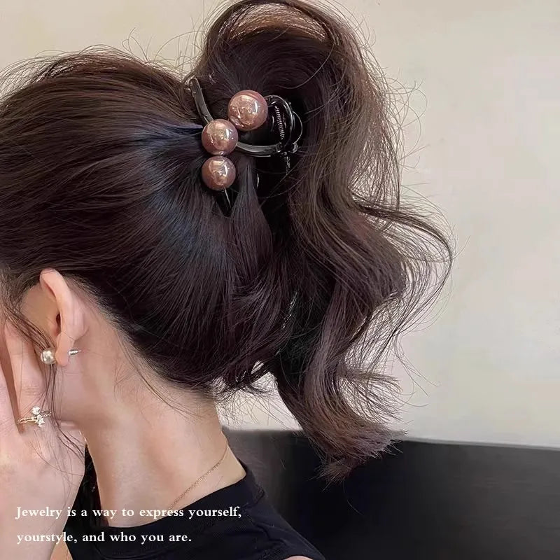 Elegant Pearls 3.15in Cross Hair Claw For Women Girls Sweet Hair Ornament Claw Clip Hair Clip Hairpin Fashion Hair Accessories - Kellylooks Shop