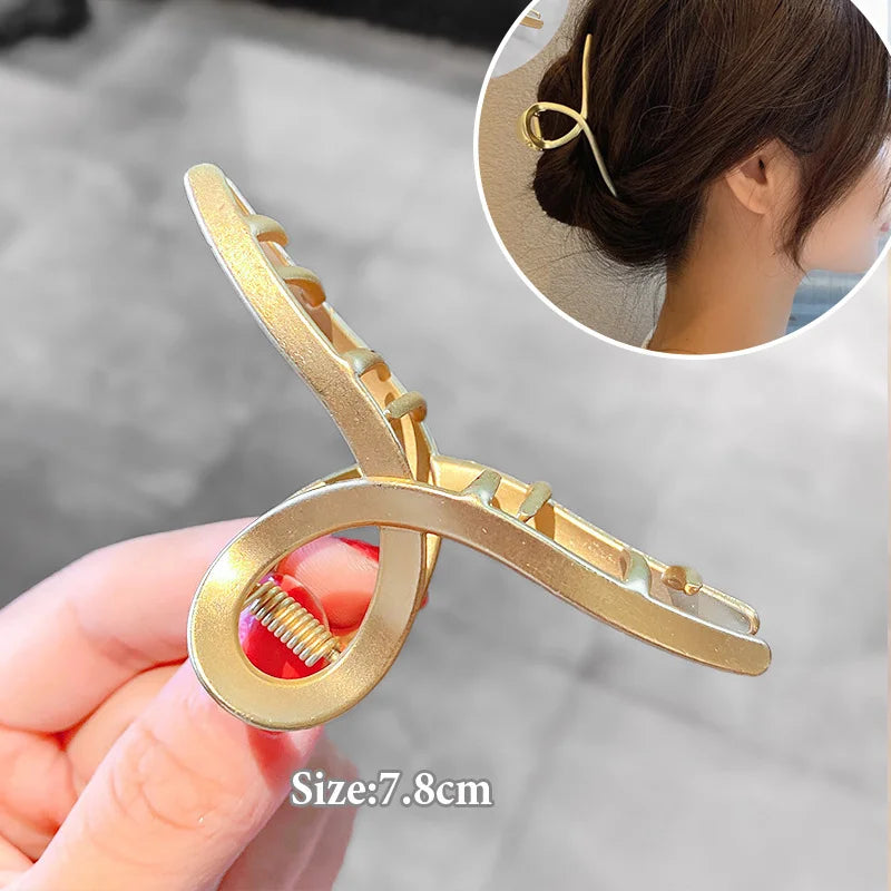 Fashion Elegant Gold Color S-shaped Metal Hairpins Hair Claw For Women Girls Korean Hair Clips Ponytail Clip Hair Accessories - Kellylooks Shop