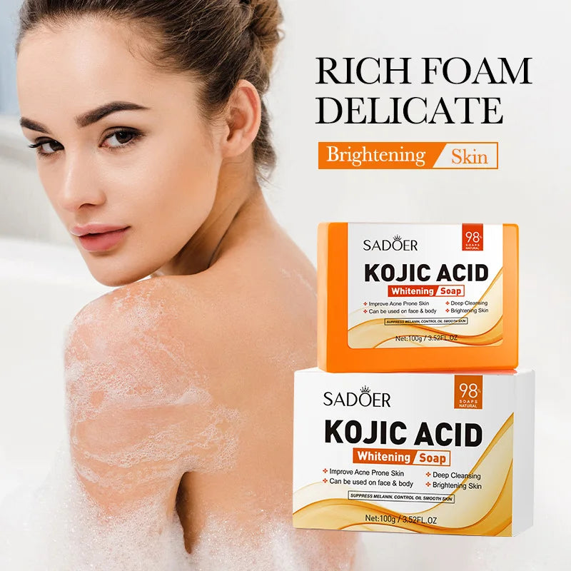 SADOER Kojic Acid Facial Soap Face Wash Foam Facial Cleanser Moisturizing Hydrating Oil Control Body Bathing Handmade Soap - Kellylooks Shop
