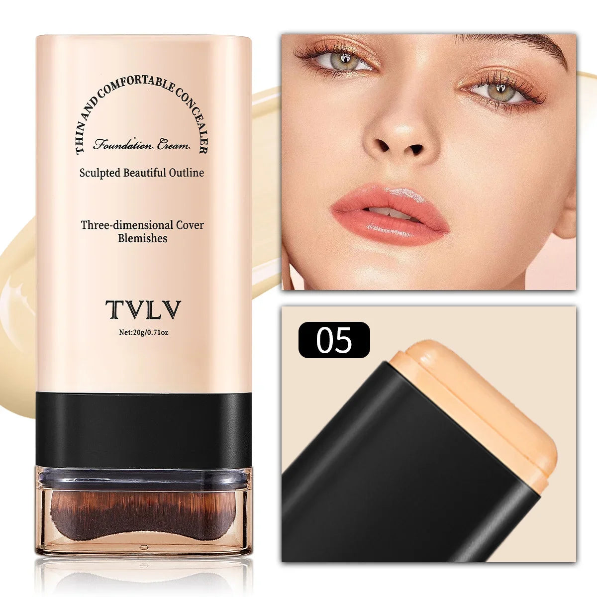 TVLV eraser foundation make-up stick 20g,with brush to brighten skin liquid foundation,non-marking,long-lasting makeup concealer - kellylooksshop
