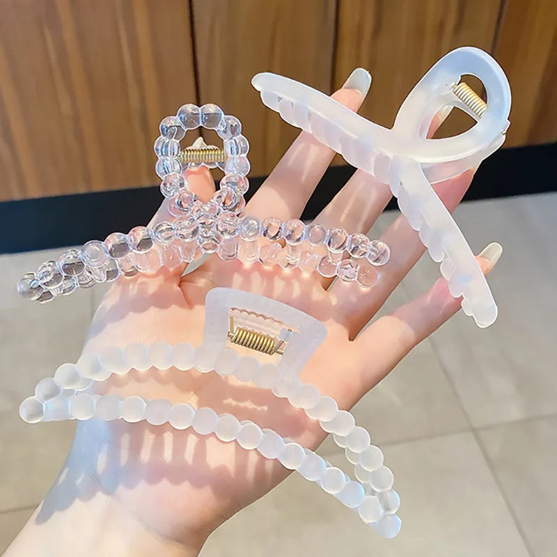 3pcs 4.5-inch large clear claw hairpin, suitable for women and girls, suitable for thick and thin hair, fixed hair, travel and v - Kellylooks Shop