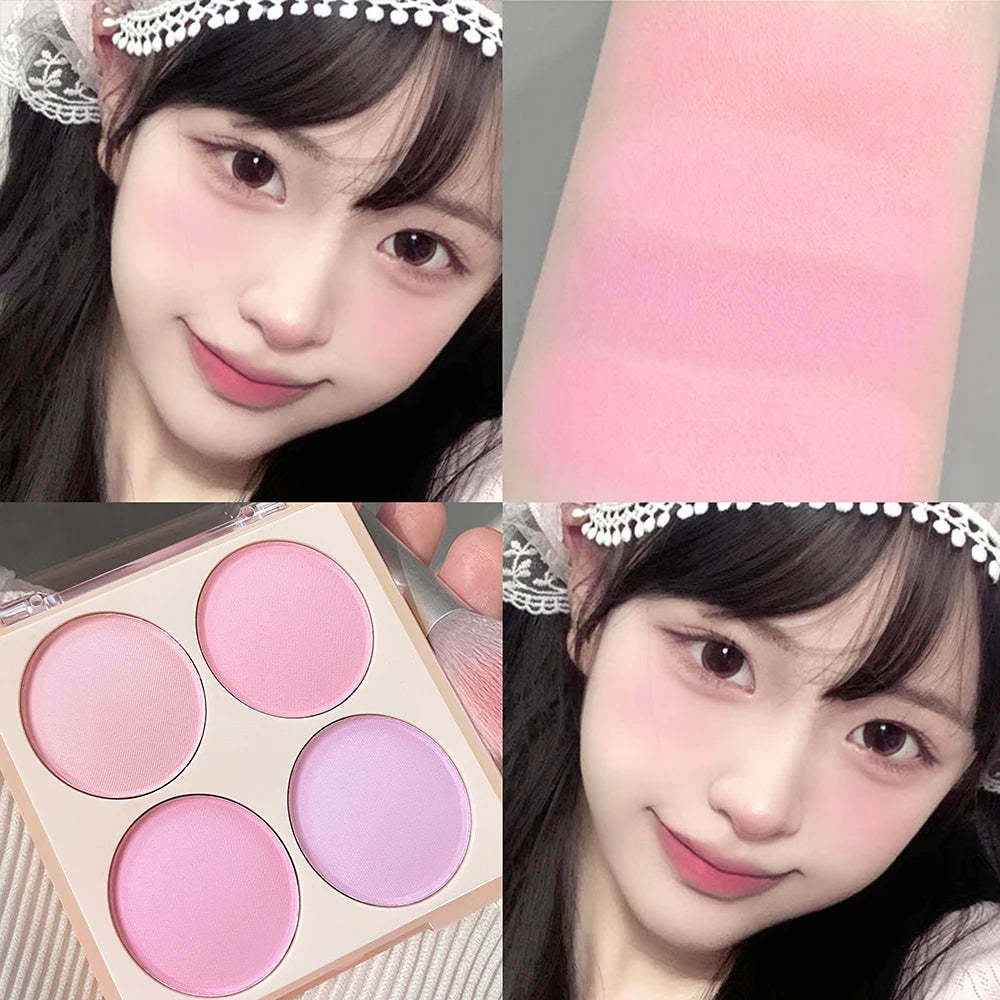 Vibrant Girl Ice Cream Four-Color Blush; Brightening, Natural Bare Makeup Effect, Pigmented, Matte, Fine Texture - kellylooksshop