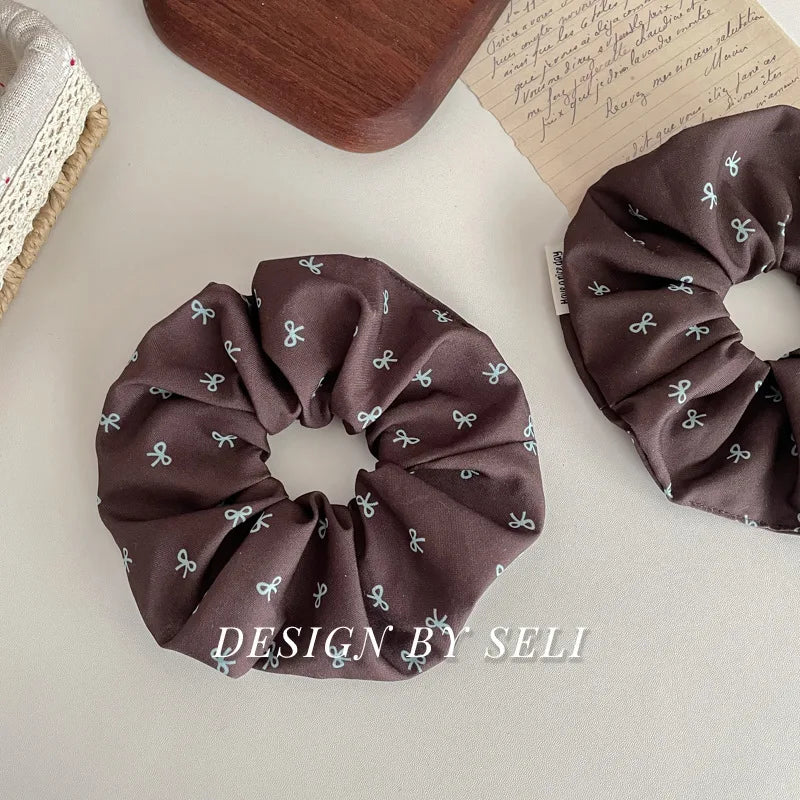 French Fashion Plaid floralScrunchies for Hair bow ribbon French girlish ponytail tie hair accessory versatile Hair ties - Kellylooks Shop
