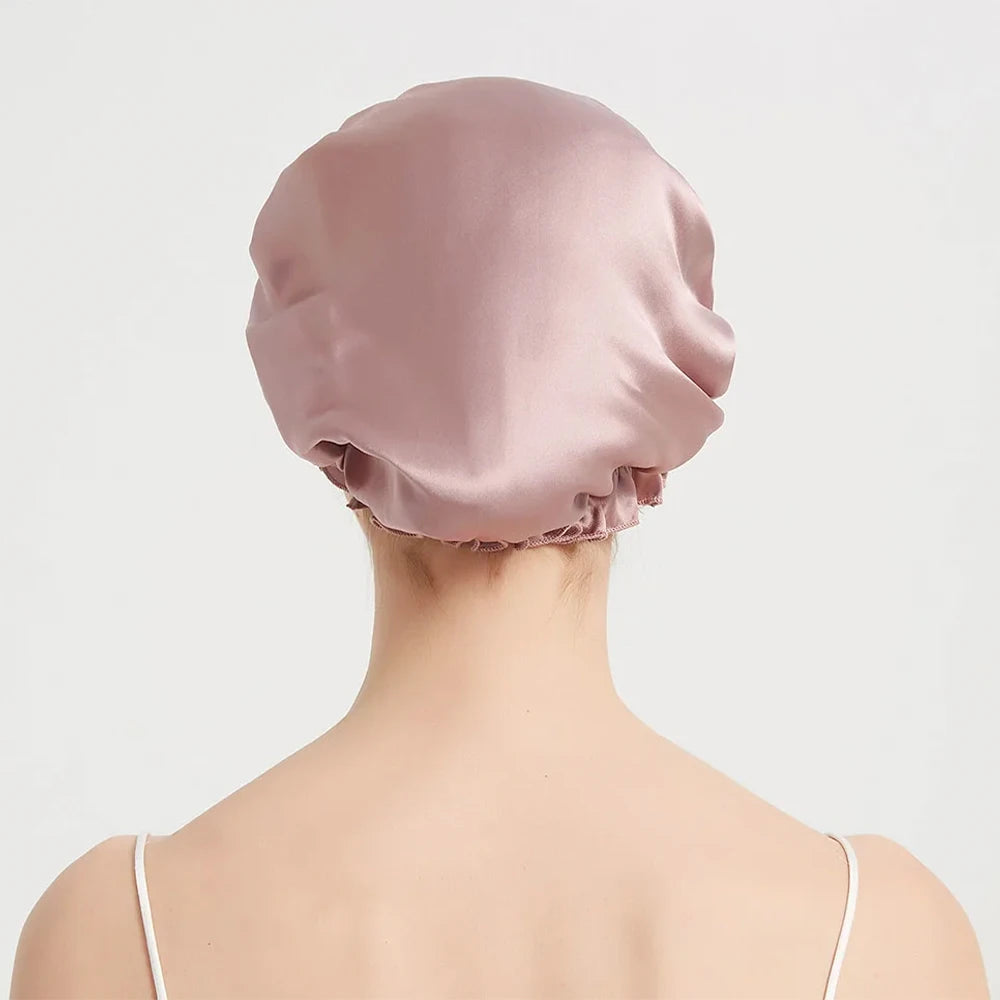 100% Pure Mulberry Silk Night Sleeping Cap Bonnet Hats for Women Hair Wrap Adjustable With Elastics Band Headwrap 16 Momme - Kellylooks Shop