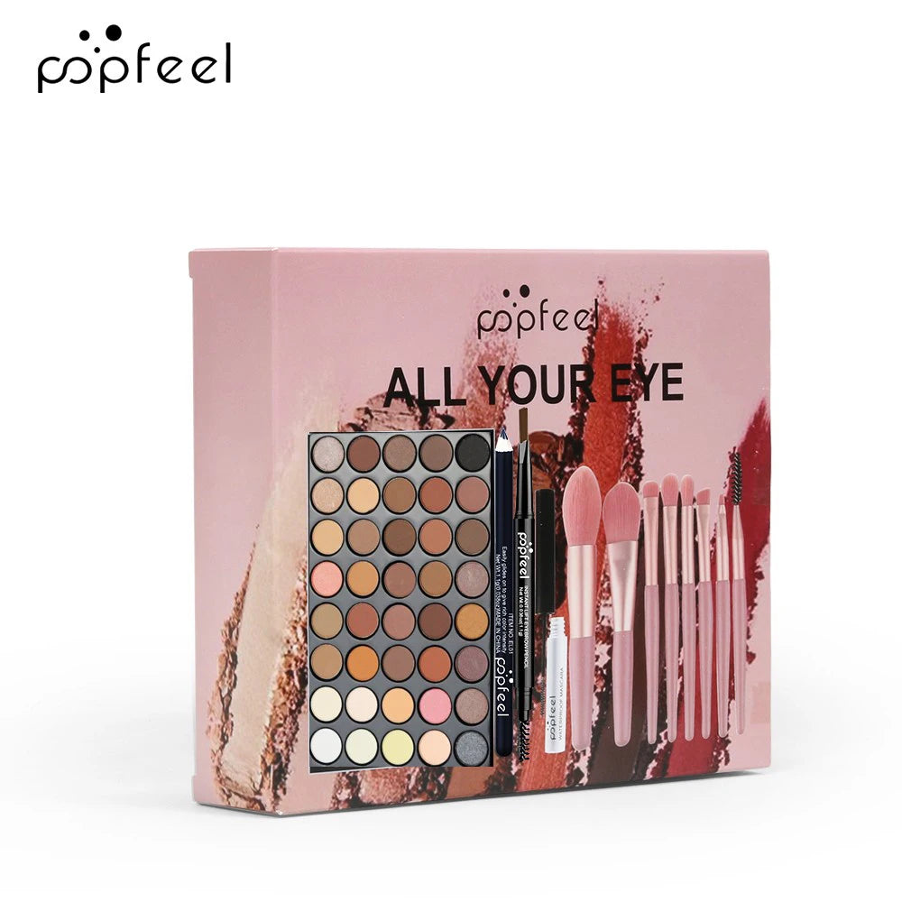 POPFEEL Eye Makeup Set 40 Color Eyeshadow Palette Eyebrow Pencil Eyeliner Pen Mascara With A Set Of Makeup Brushes Eye Cosmetics - kellylooksshop