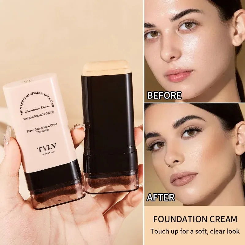 TVLV eraser foundation make-up stick 20g,with brush to brighten skin liquid foundation,non-marking,long-lasting makeup concealer - kellylooksshop