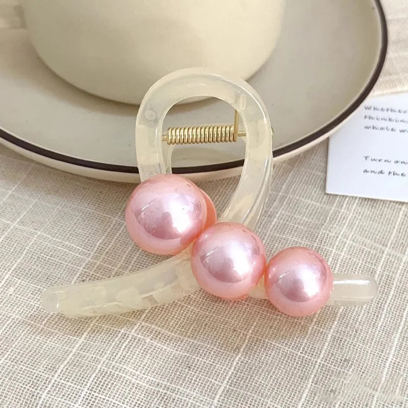 Elegant Pearls 3.15in Cross Hair Claw For Women Girls Sweet Hair Ornament Claw Clip Hair Clip Hairpin Fashion Hair Accessories - Kellylooks Shop