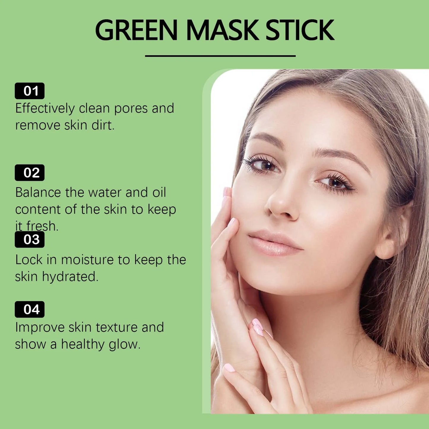 Ouhoe 40g Face Clean Mask Green Tea Cleansing Stick Mask Shrink pores Deep Blackhead Remover facial Cleansing Moisturizing Mask