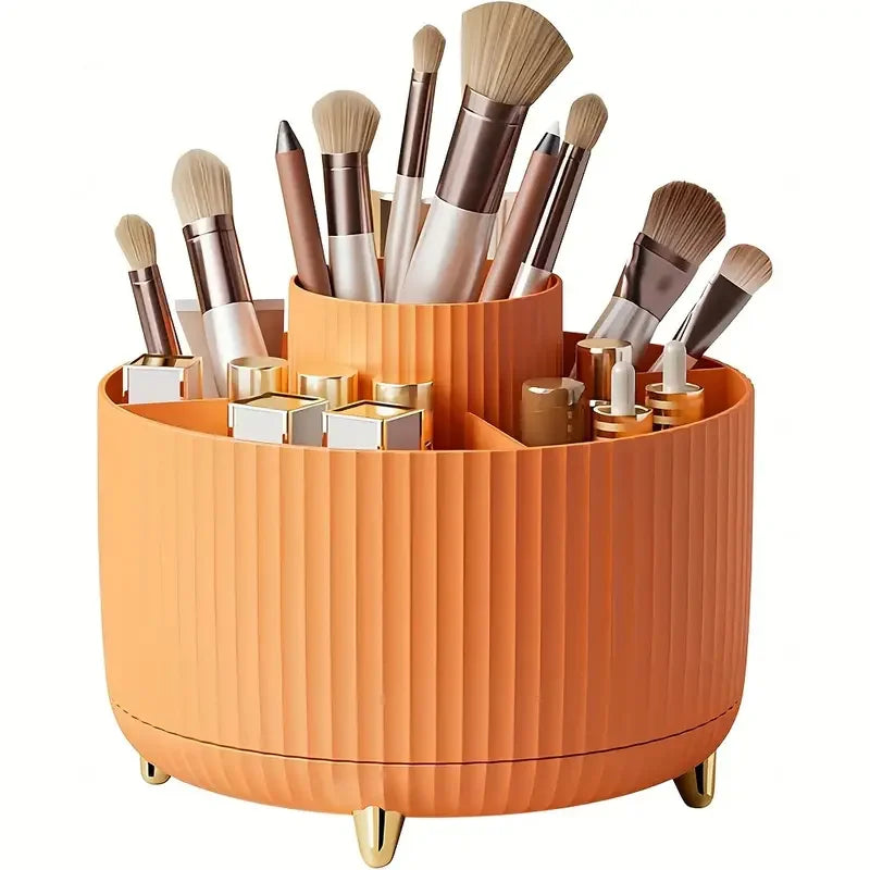 360° Rotating 5 Slot Makeup Brushes Holder Organizer Multi-Functional Desk Storage Cosmetics Storage for Vanity Desktop Bathroom - Kellylooks Shop