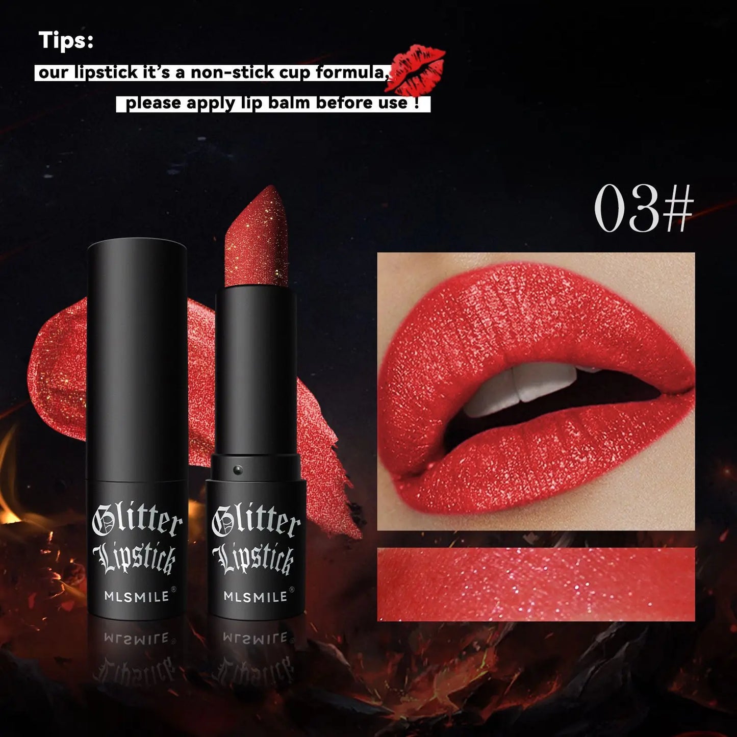 7Colors Glitter Lipstick Waterproof Long Lasting Diamond Pearlescent Metallic Lipstick Black Lipgloss Women Lips Makeup Cosmetic - kellylooksshop
