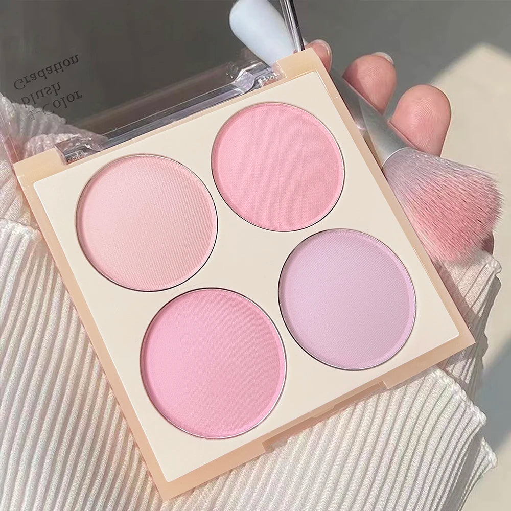 Vibrant Girl Ice Cream Four-Color Blush; Brightening, Natural Bare Makeup Effect, Pigmented, Matte, Fine Texture - kellylooksshop
