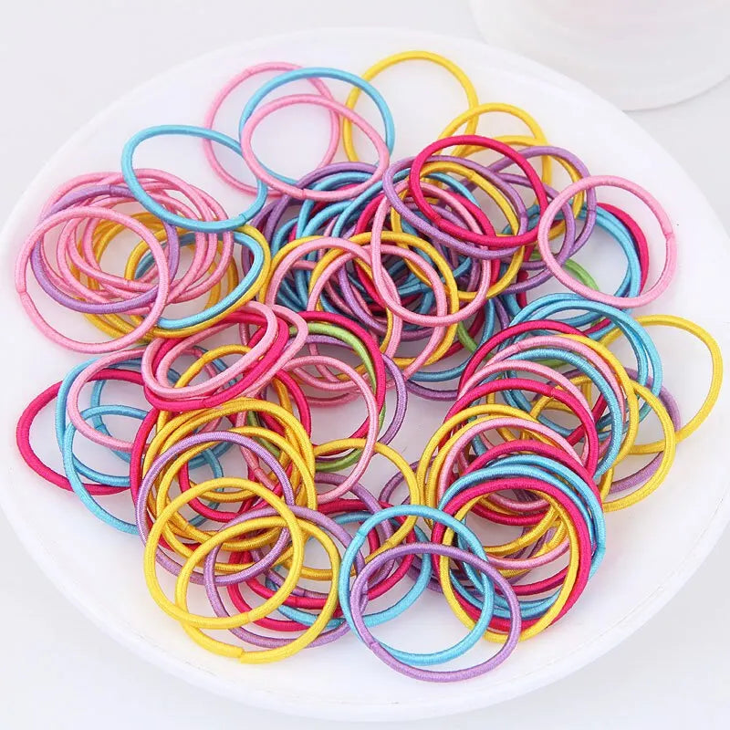 250/300Pcs Girls Colorful Hair Bands Set Nylon Elastic Rubber Band Children Ponytail Holder Scrunchies Kids Hair Accessories - kellylooksshop