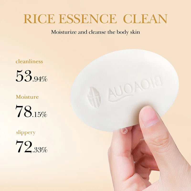 BIOAQUA White Rice Raw Pulp Facial Soap Face Wash Foam Facial Cleanser Moisturizing Oil Control Body Bathing Handmade Soap - Kellylooks Shop