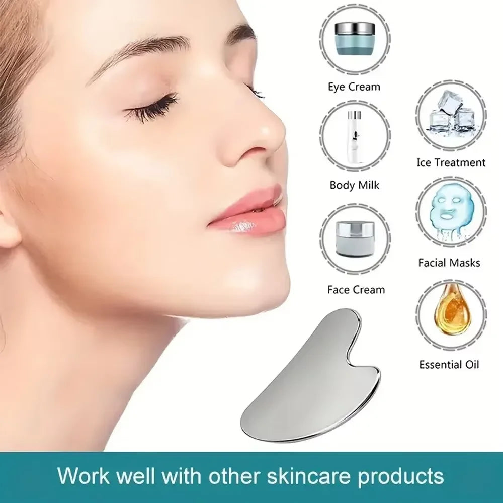 1/3PCS Ice Face Roller Stainless Steel Gua Sha Board Set Facial Massager Face Massage Roller Face Lifting Beauty Skin Care Tools