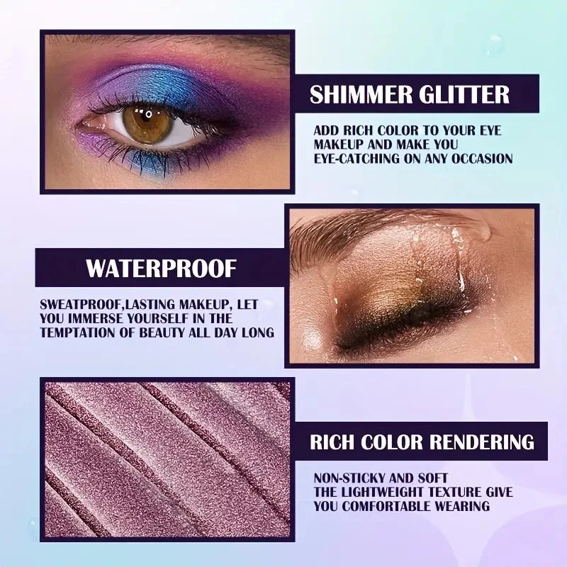 13-Shade Waterproof Liquid Eyeshadow Palette - High Shine Long-Lasting & Smudge-Proof Makeup Set for Glamourous Looks glitter - kellylooksshop