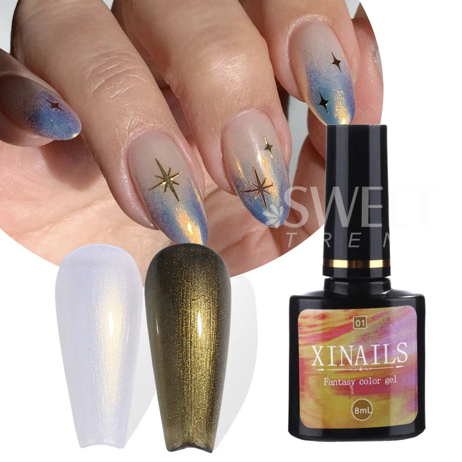 8ml Aurora Top Coat Gel Nail Polish Iridescent Pearl Soak Off Lacquer Sealing Shimmer Mermaid Effect UV LED Manicure Varnishes - kellylooksshop
