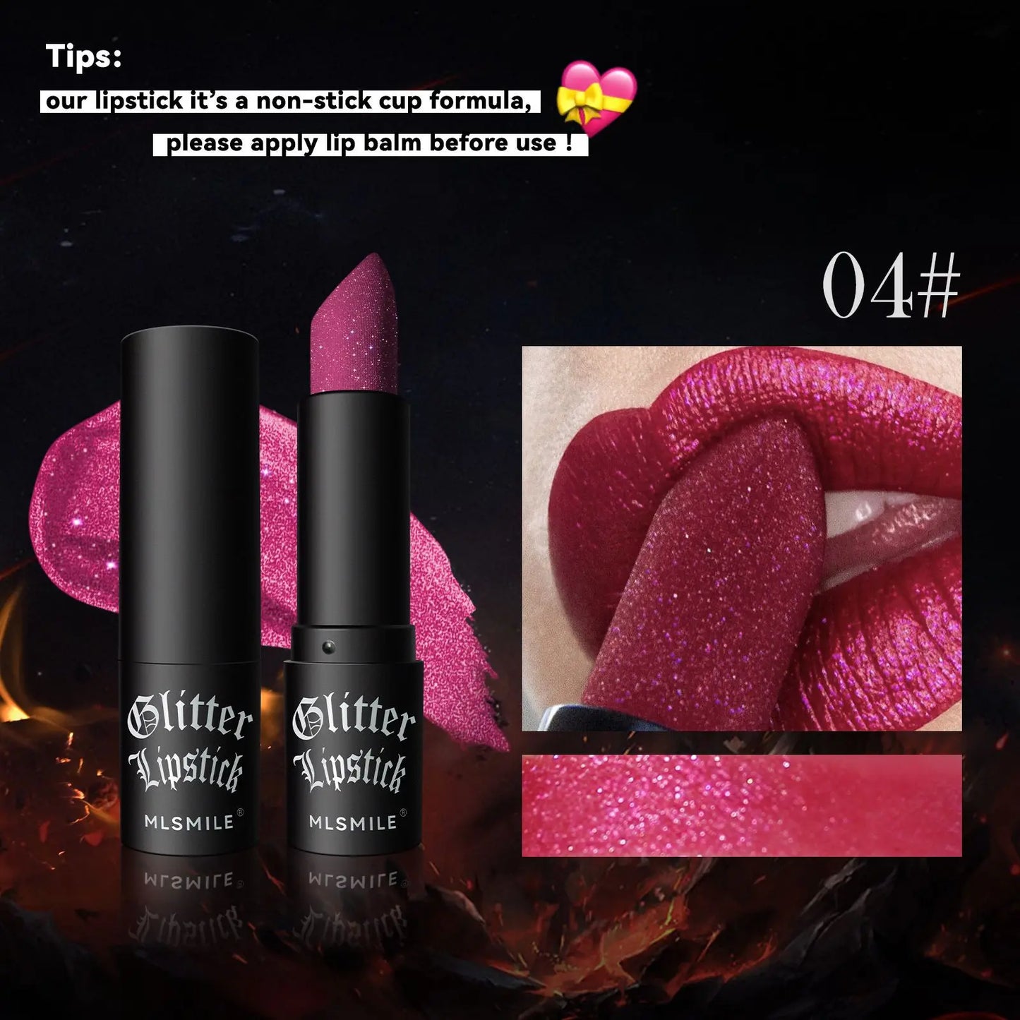 7Colors Glitter Lipstick Waterproof Long Lasting Diamond Pearlescent Metallic Lipstick Black Lipgloss Women Lips Makeup Cosmetic - kellylooksshop
