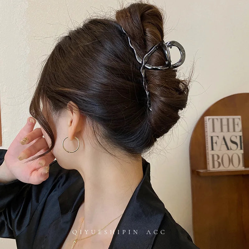 Fashion Elegant Gold Color S-shaped Metal Hairpins Hair Claw For Women Girls Korean Hair Clips Ponytail Clip Hair Accessories - Kellylooks Shop