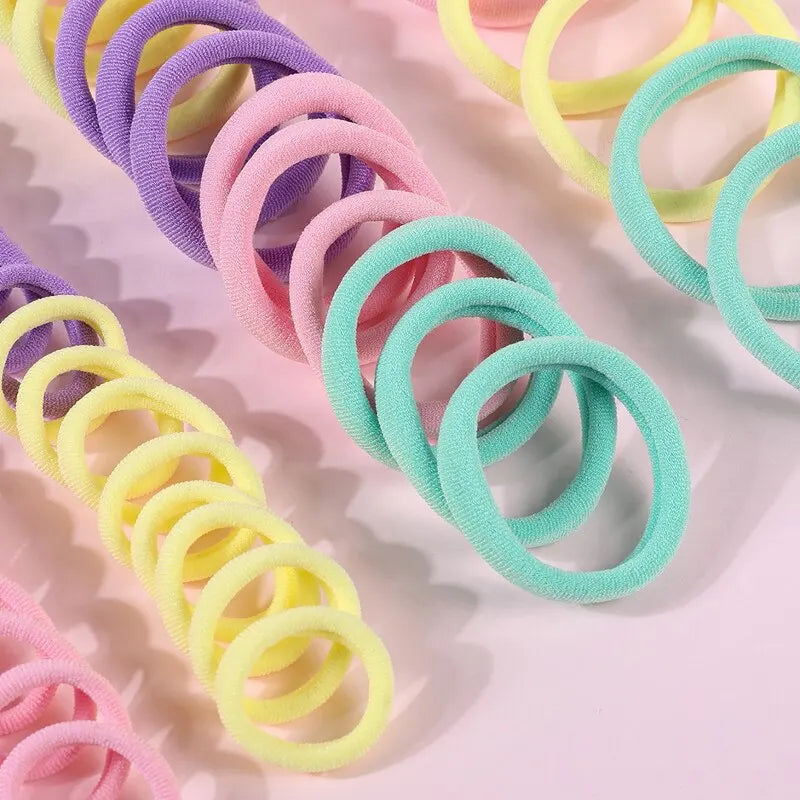 250/300Pcs Girls Colorful Hair Bands Set Nylon Elastic Rubber Band Children Ponytail Holder Scrunchies Kids Hair Accessories - kellylooksshop