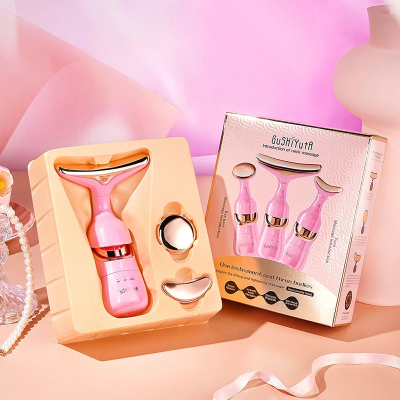 3 In 1 Facial Lifting Device Neck Facial Eye Massage Face Slimmer EMS Beauty Skin Tightening Wrinkle Anti Aging Face Massager - Kellylooks Shop